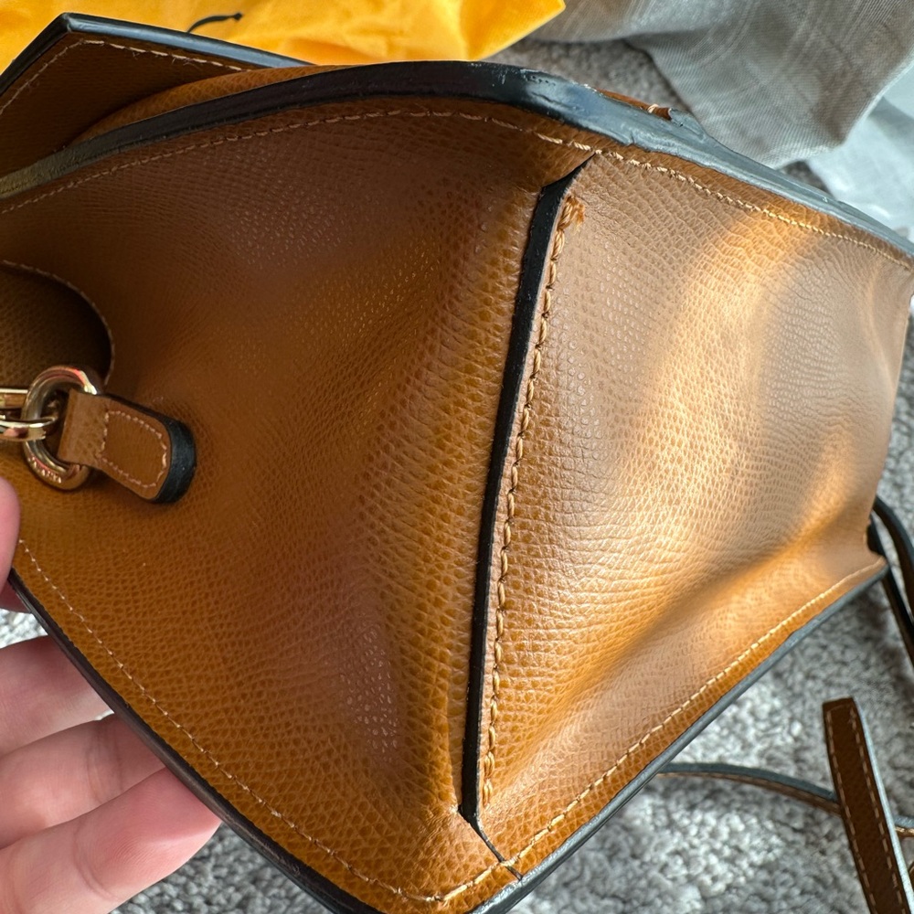 Mario Valentino Tan Crossbody Bag with Gold Accents - Picture 6 of 16